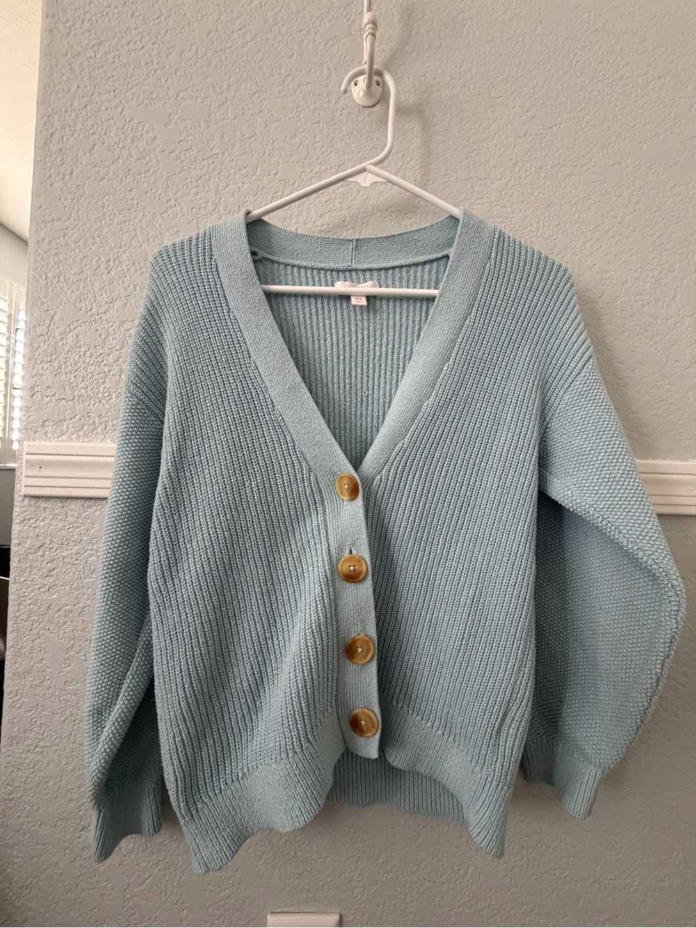 LC Lauren Conrad Powder Blue V-Neck Button Cardigan